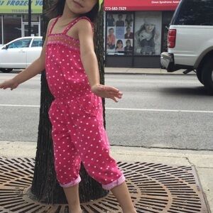 Cherokee Little Girls White Polka Dot Pink Pull on Rompers